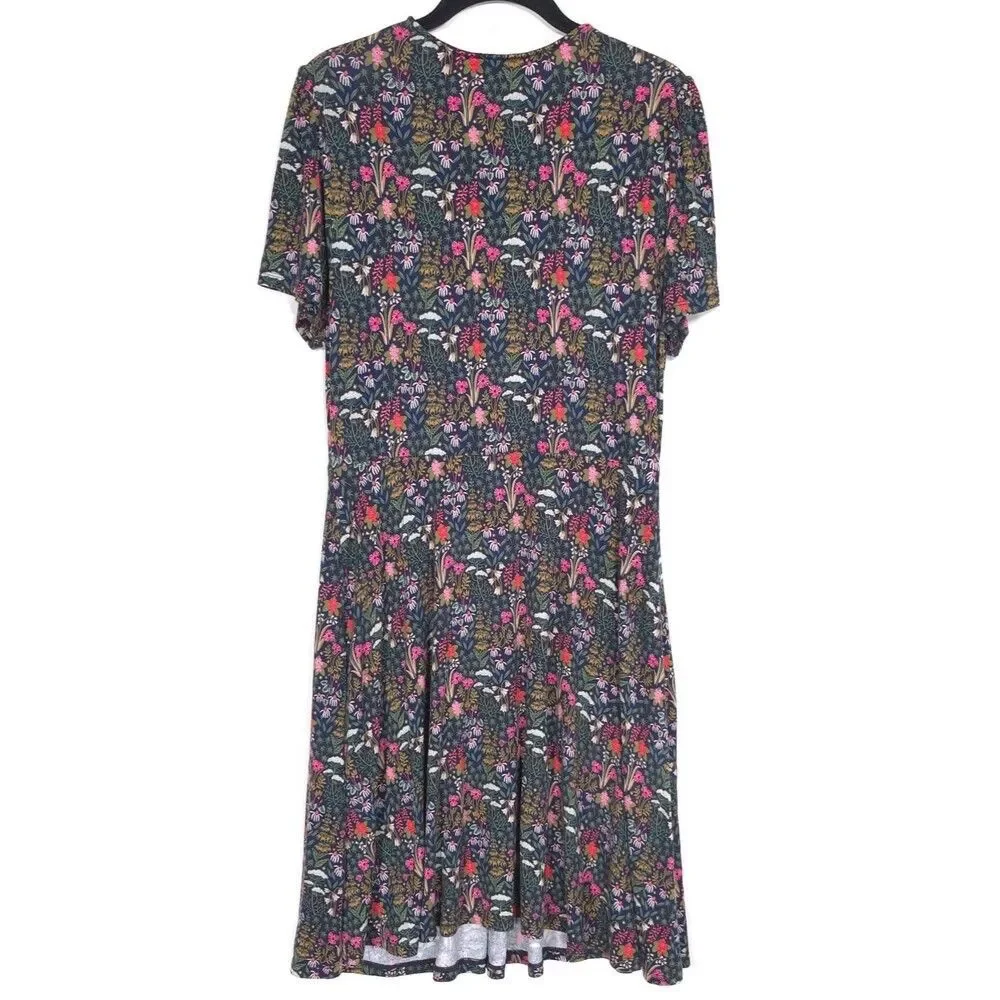 BODEN Floral Dress Viscose Ecovero Short Sleeve Navy Blue Women Size M US 8 - Picture 7 of 10
